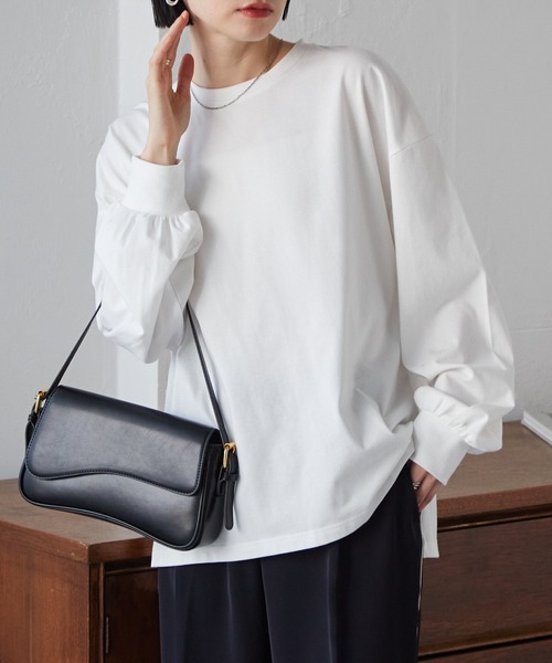 RANAN（ラナン）の「多機能ベーシックオーバーサイズ長袖Tシャツ（Tシャツ/カットソー・レディース・グレー/ブルー/ブラック/ホワイト/ピンク・L/LL/M）」の7枚目の写真