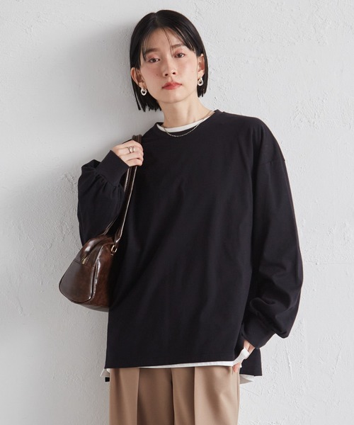 RANAN（ラナン）の「多機能ベーシックオーバーサイズ長袖Tシャツ（Tシャツ/カットソー・レディース・グレー/ブルー/ブラック/ホワイト/ピンク・L/LL/M）」の12枚目の写真