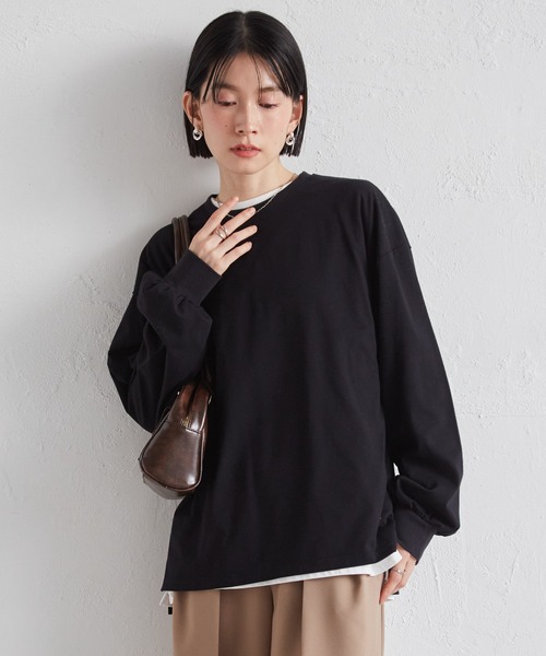 RANAN（ラナン）の「多機能ベーシックオーバーサイズ長袖Tシャツ（Tシャツ/カットソー・レディース・グレー/ブルー/ブラック/ホワイト/ピンク・L/LL/M）」の13枚目の写真