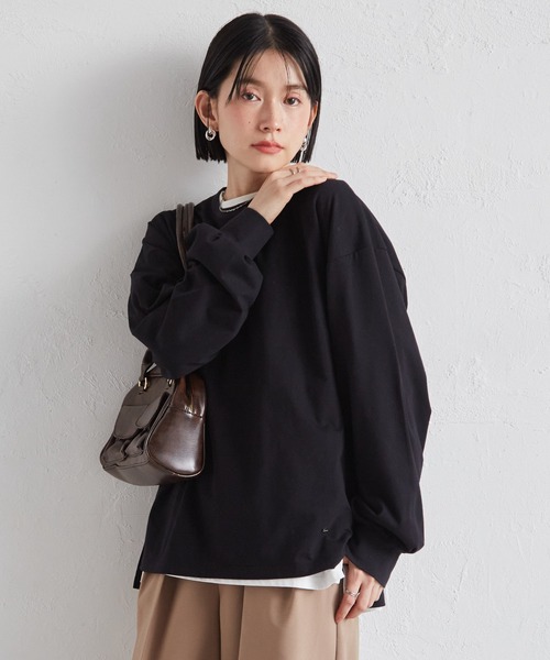 RANAN（ラナン）の「多機能ベーシックオーバーサイズ長袖Tシャツ（Tシャツ/カットソー・レディース・グレー/ブルー/ブラック/ホワイト/ピンク・L/LL/M）」の14枚目の写真