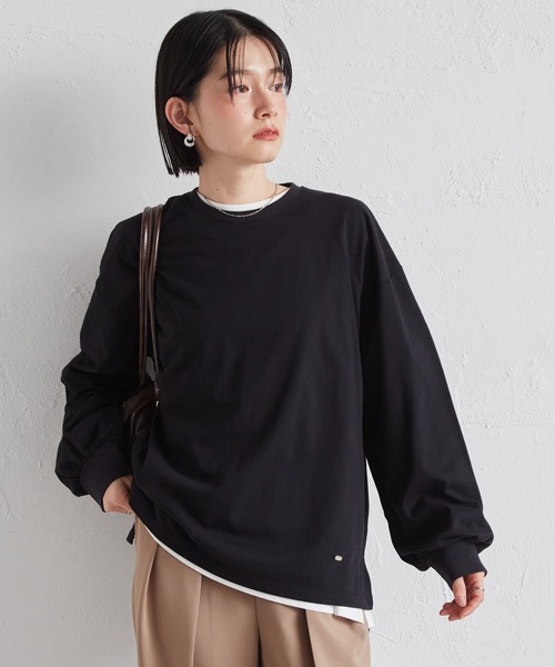 RANAN（ラナン）の「多機能ベーシックオーバーサイズ長袖Tシャツ（Tシャツ/カットソー・レディース・グレー/ブルー/ブラック/ホワイト/ピンク・L/LL/M）」の16枚目の写真