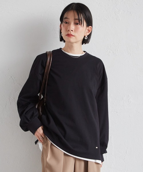 RANAN（ラナン）の「多機能ベーシックオーバーサイズ長袖Tシャツ（Tシャツ/カットソー・レディース・グレー/ブルー/ブラック/ホワイト/ピンク・L/LL/M）」の17枚目の写真
