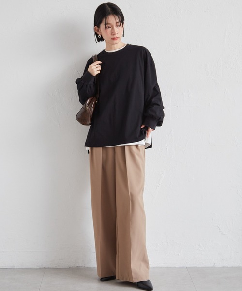 RANAN（ラナン）の「多機能ベーシックオーバーサイズ長袖Tシャツ（Tシャツ/カットソー・レディース・グレー/ブルー/ブラック/ホワイト/ピンク・L/LL/M）」の19枚目の写真