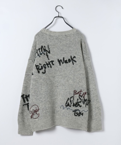 JEANASIS（ジーナシス）の「5G Doodleロゴプルオーバー/639846（ニット/セーター・レディース・グレー系その他/ブラウン系その他/ブラック系その他・FREE）」の8枚目の写真