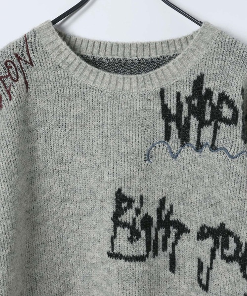 JEANASIS（ジーナシス）の「5G Doodleロゴプルオーバー/639846（ニット/セーター・レディース・グレー系その他/ブラウン系その他/ブラック系その他・FREE）」の9枚目の写真