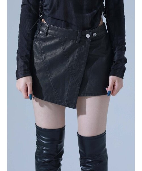 DILETTANTISME(ディレッタンティズム)の「ピグメントヴィンテージビーガンレザーラップスカート (BR)(スカート・レディース・その他・SMALL/MEDIUM)」の7枚目の写真