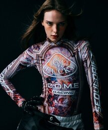 [WOMEN] High-neck Racing Bodysuit (Pink)