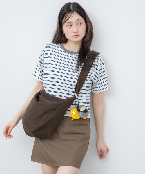 HEILIS(ヘイリス)の「クロップドマルチボーダーTシャツ / ブラック オフホワイト ブラウン 夏服 春服 韓国 マルチボーダー 柄 トップス クロップド丈 コンパクト 半袖 ノームコア シティーガール カットソー ボーダー(Tシャツ/カットソー・レディース・ブラック/ブラウン/オフホワイト・FREE)」の11枚目の写真
