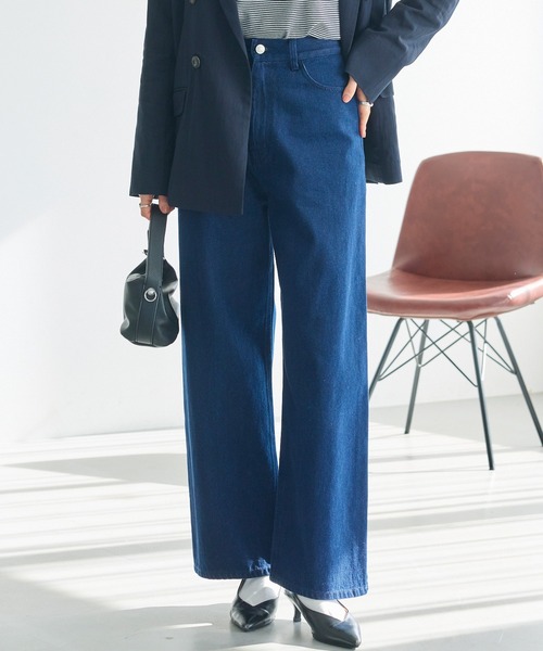 LAVEANGE（ラビアンジェ）の「ワイドストレートデニム（デニムパンツ・レディース・ネイビー/ブルー/ブラック・4L/3L/LL/M/5L）」の3枚目の写真