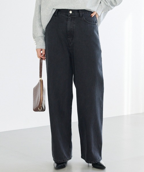 LAVEANGE（ラビアンジェ）の「ワイドストレートデニム（デニムパンツ・レディース・ネイビー/ブルー/ブラック・4L/3L/LL/M/5L）」の2枚目の写真