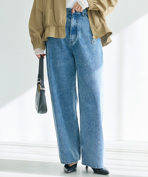 LAVEANGE（ラビアンジェ）の「ワイドストレートデニム（デニムパンツ・レディース・ネイビー/ブルー/ブラック・4L/3L/LL/M/5L）」の4枚目の写真