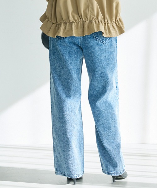 LAVEANGE（ラビアンジェ）の「ワイドストレートデニム（デニムパンツ・レディース・ネイビー/ブルー/ブラック・4L/3L/LL/M/5L）」の7枚目の写真
