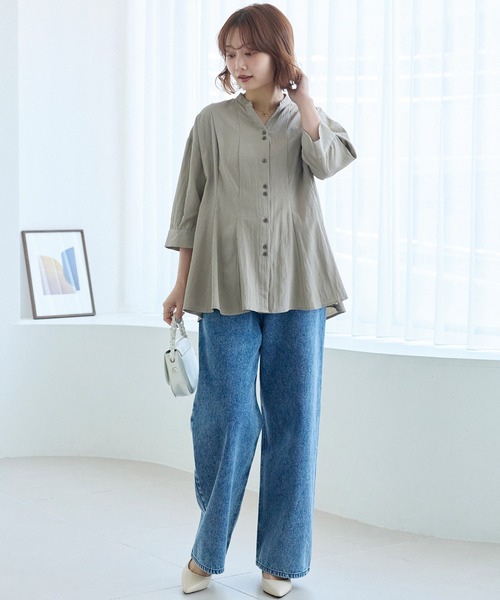 LAVEANGE（ラビアンジェ）の「ワイドストレートデニム（デニムパンツ・レディース・ネイビー/ブルー/ブラック・4L/3L/LL/M/5L）」の13枚目の写真