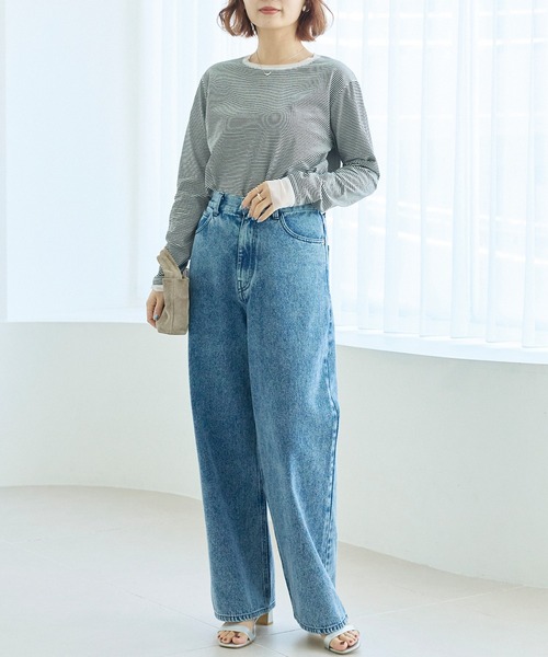 LAVEANGE（ラビアンジェ）の「ワイドストレートデニム（デニムパンツ・レディース・ネイビー/ブルー/ブラック・4L/3L/LL/M/5L）」の14枚目の写真