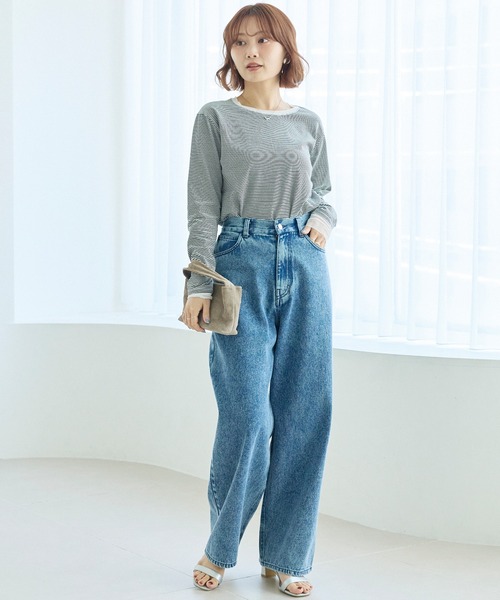 LAVEANGE（ラビアンジェ）の「ワイドストレートデニム（デニムパンツ・レディース・ネイビー/ブルー/ブラック・4L/3L/LL/M/5L）」の15枚目の写真