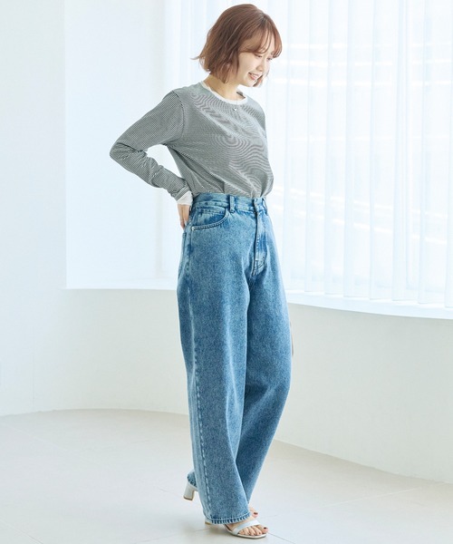 LAVEANGE（ラビアンジェ）の「ワイドストレートデニム（デニムパンツ・レディース・ネイビー/ブルー/ブラック・4L/3L/LL/M/5L）」の16枚目の写真