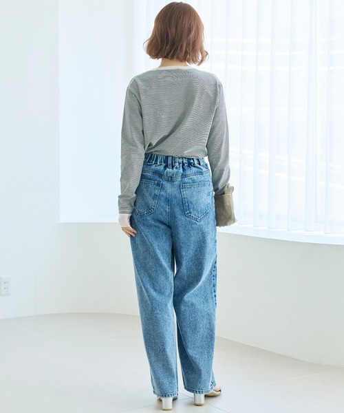 LAVEANGE（ラビアンジェ）の「ワイドストレートデニム（デニムパンツ・レディース・ネイビー/ブルー/ブラック・4L/3L/LL/M/5L）」の17枚目の写真