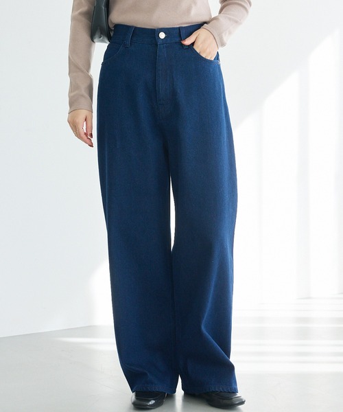 LAVEANGE（ラビアンジェ）の「ワイドストレートデニム（デニムパンツ・レディース・ネイビー/ブルー/ブラック・4L/3L/LL/M/5L）」の18枚目の写真