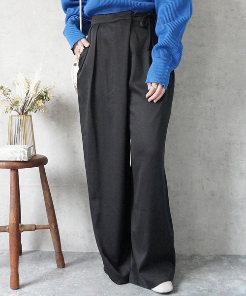SELECT LEVERY(セレクトリベリー)の「ラップワイドパンツ(その他パンツ・レディース・バーガンディー/アイボリー/カーキ/ブラック・X-LARGE/LARGE/MEDIUM/SMALL)」の2枚目の写真