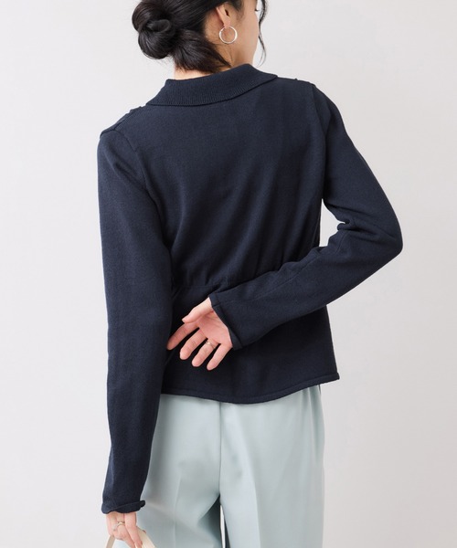 VIS（ビス）の「ギャザーニットカーデ（カーディガン/ボレロ・レディース・ネイビー/オフホワイト/ピンク・FREE）」の21枚目の写真