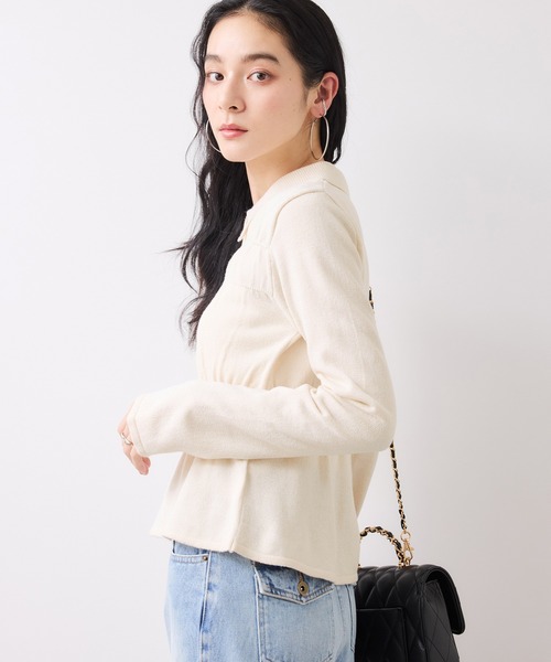 VIS（ビス）の「ギャザーニットカーデ（カーディガン/ボレロ・レディース・ネイビー/オフホワイト/ピンク・FREE）」の17枚目の写真