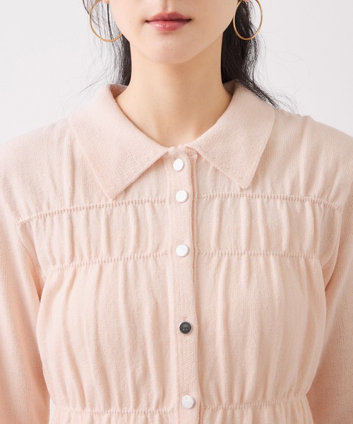 VIS（ビス）の「ギャザーニットカーデ（カーディガン/ボレロ・レディース・ネイビー/オフホワイト/ピンク・FREE）」の13枚目の写真