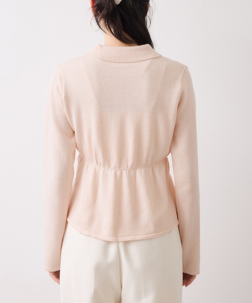 VIS（ビス）の「ギャザーニットカーデ（カーディガン/ボレロ・レディース・ネイビー/オフホワイト/ピンク・FREE）」の8枚目の写真