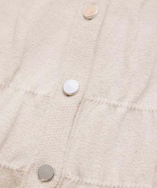 VIS（ビス）の「ギャザーニットカーデ（カーディガン/ボレロ・レディース・ネイビー/オフホワイト/ピンク・FREE）」の7枚目の写真