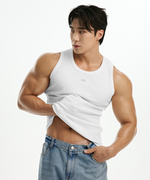 B PENDANT RIBBED SLEEVELESS [WHITE]