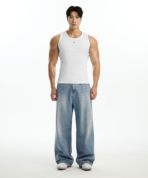 BORN TO WIN（ボーントゥウィン）の「B PENDANT RIBBED SLEEVELESS [WHITE]（Tシャツ/カットソー・メンズ・その他・1/2/3/4）」の3枚目の写真