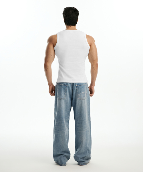 BORN TO WIN（ボーントゥウィン）の「B PENDANT RIBBED SLEEVELESS [WHITE]（Tシャツ/カットソー・メンズ・その他・1/2/3/4）」の5枚目の写真
