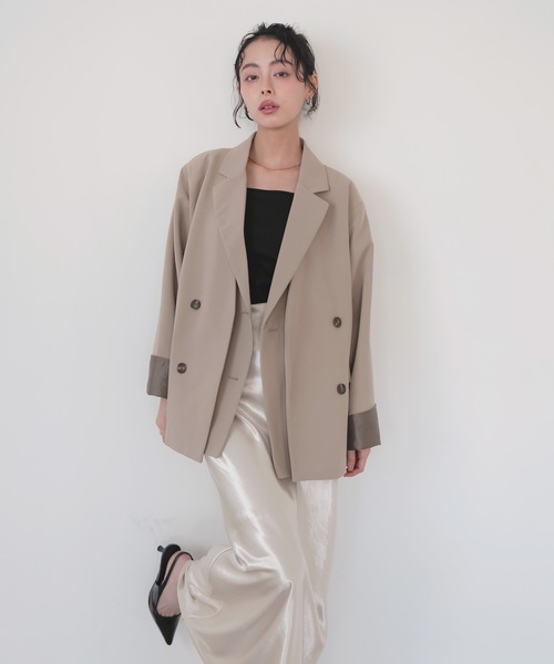 LIAN（リアン）の「レイヤードデザインテーラードジャケット（テーラードジャケット・レディース・チャコールグレー/ブラック/グレイッシュベージュ/モカ・FREE）」の7枚目の写真