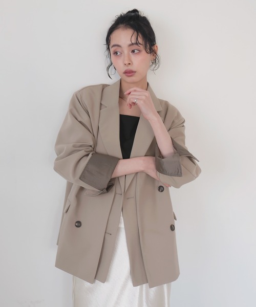 LIAN（リアン）の「レイヤードデザインテーラードジャケット（テーラードジャケット・レディース・チャコールグレー/ブラック/グレイッシュベージュ/モカ・FREE）」の8枚目の写真