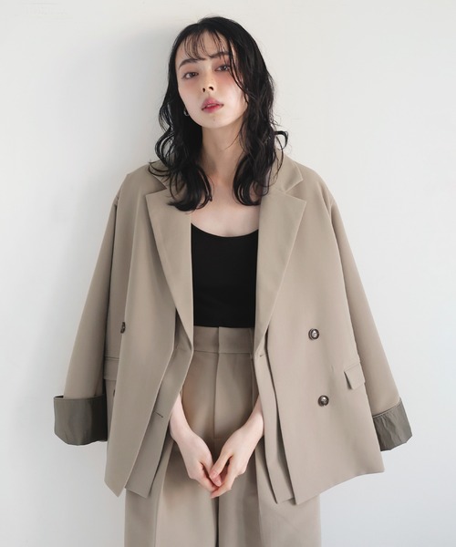 LIAN（リアン）の「レイヤードデザインテーラードジャケット（テーラードジャケット・レディース・チャコールグレー/ブラック/グレイッシュベージュ/モカ・FREE）」の11枚目の写真