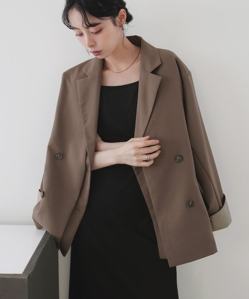 LIAN（リアン）の「レイヤードデザインテーラードジャケット（テーラードジャケット・レディース・チャコールグレー/ブラック/グレイッシュベージュ/モカ・FREE）」の22枚目の写真