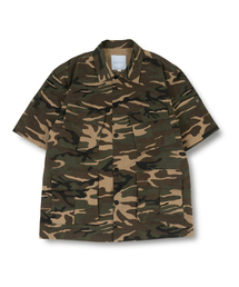 MUDSALT（マッドソルト）の「ジャングルファティーグロールアップ半袖シャツカモカーキ（ミリタリージャケット）」