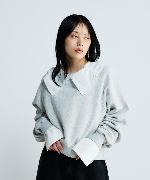 JEANASIS（ジーナシス）の「ヴィンテージWステッチウラケプルオーバー/647629（スウェット・レディース・ライトピンク/ネイビー/グレー・FREE）」の2枚目の写真