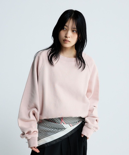 JEANASIS（ジーナシス）の「ヴィンテージWステッチウラケプルオーバー/647629（スウェット・レディース・ライトピンク/ネイビー/グレー・FREE）」の3枚目の写真