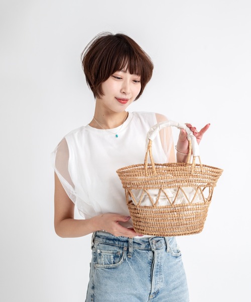 TARANGO（タランゴ）の「【TARANGO】手編み　インナー付き　かごバッグ　ハンドバッグ（かごバッグ・レディース・ナチュラル・FREE）」の2枚目の写真