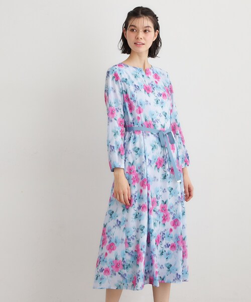 LAURA ASHLEY（ローラアシュレイ）の「【洗える／同柄アイテムあり】フリーサム ヘイズ柄ワンピース（ワンピース・レディース・ホワイト系3/ブルー系5・38/40）」の2枚目の写真