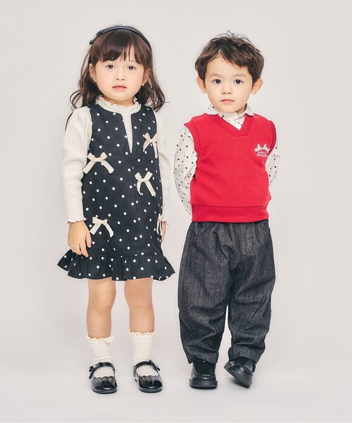 apres les cours（アプレレクール）の「バレルレッグタックパンツ（その他パンツ・キッズ・ベージュ/ブルー/ブラック・130/120/110/100/90/80）」の6枚目の写真