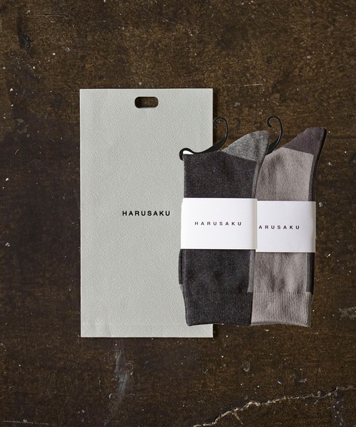 HARUSAKU（ハルサク）の「HARUSAKU:SIngle Back LIne Socks GIFT 2P SET :ハルサク メンズシングル バックライン ソックス プレゼント ギフトセット 2足（ソックス/靴下・メンズ・ネイビー/ダークグレー/ブラック・L/M）」の2枚目の写真