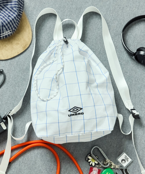 UMBRO（アンブロ）の「UMBRO/アンブロ SP Packable Mini Bag/別注 チェック＆ストライプ パッカブル ミニバッグ（バックパック/リュック・メンズ・ホワイト/ブラック/ネイビー/ブルー/グリーン・ONE SIZE）」の2枚目の写真