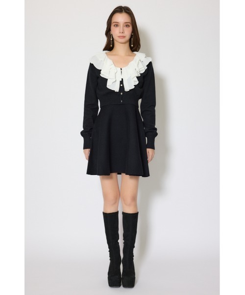 rienda(リエンダ)の「フリルカラーニットカーディガンセットワンピース 春服(シャツワンピース・レディース・ピンク/グレー/ブラック・FREE)」の13枚目の写真