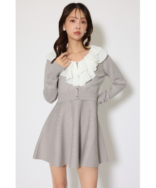 rienda(リエンダ)の「フリルカラーニットカーディガンセットワンピース 春服(シャツワンピース・レディース・ピンク/グレー/ブラック・FREE)」の14枚目の写真