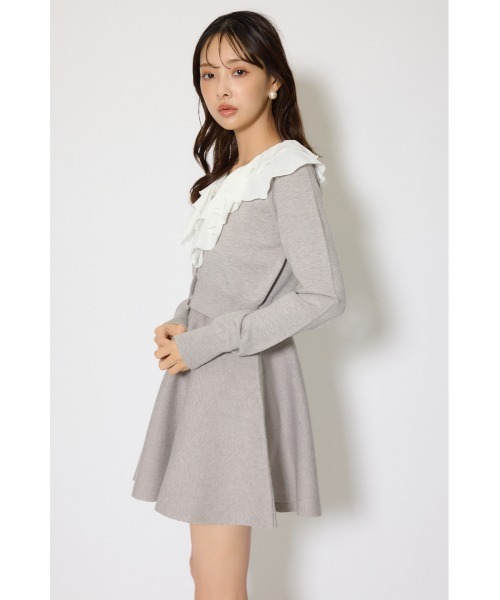 rienda(リエンダ)の「フリルカラーニットカーディガンセットワンピース 春服(シャツワンピース・レディース・ピンク/グレー/ブラック・FREE)」の15枚目の写真