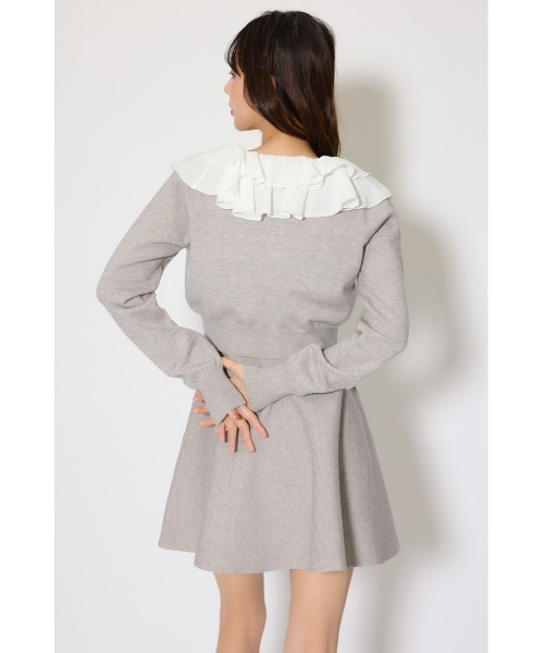 rienda(リエンダ)の「フリルカラーニットカーディガンセットワンピース 春服(シャツワンピース・レディース・ピンク/グレー/ブラック・FREE)」の16枚目の写真