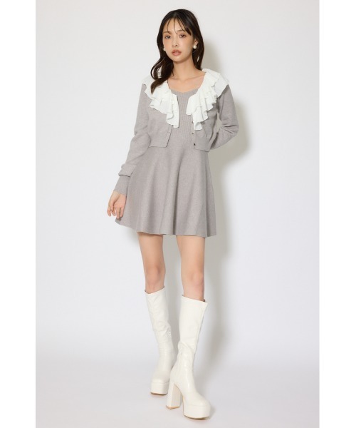 rienda(リエンダ)の「フリルカラーニットカーディガンセットワンピース 春服(シャツワンピース・レディース・ピンク/グレー/ブラック・FREE)」の17枚目の写真