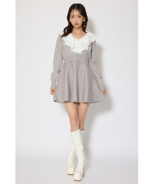 rienda(リエンダ)の「フリルカラーニットカーディガンセットワンピース 春服(シャツワンピース・レディース・ピンク/グレー/ブラック・FREE)」の18枚目の写真