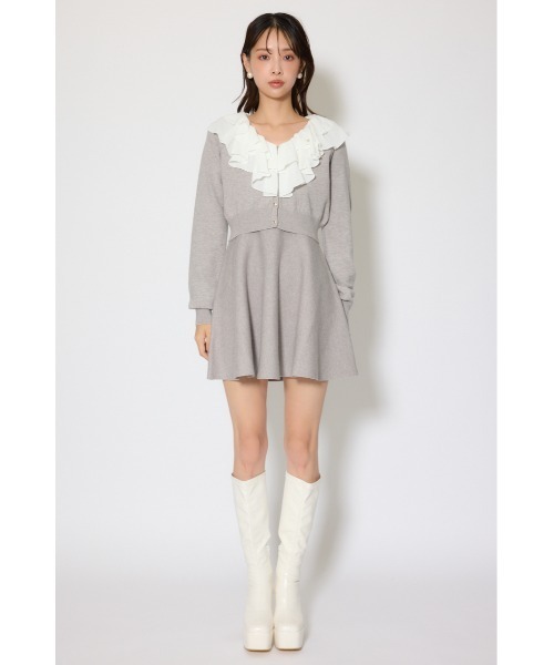 rienda(リエンダ)の「フリルカラーニットカーディガンセットワンピース 春服(シャツワンピース・レディース・ピンク/グレー/ブラック・FREE)」の21枚目の写真